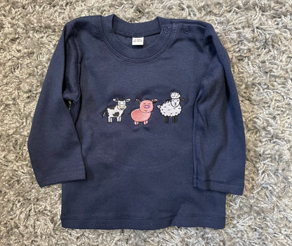 Crys-T Llawes Hir Anifeiliaid Fferm/Farm Animals Long Sleeve T-Shirt